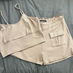 Kittenish Beige Tan Loungewear Set